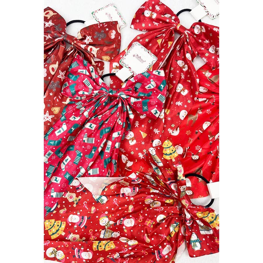 Christmas Satin Bow Hair Tie