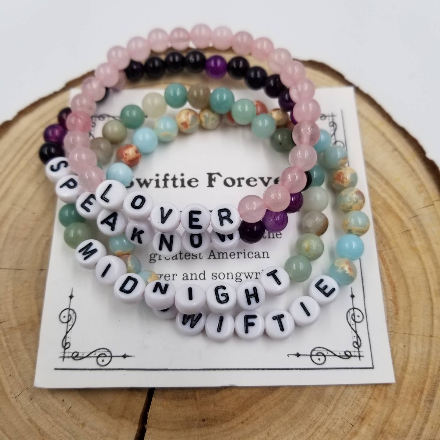 Taylor Swift Inspired Friendship Natural Stone Bracelet with Card