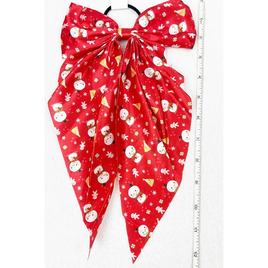Christmas Satin Bow Hair Tie