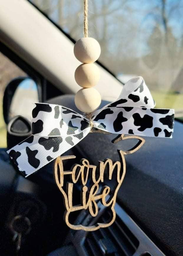 Cow Themed Car Charms Ornament Auto Jewelry Western