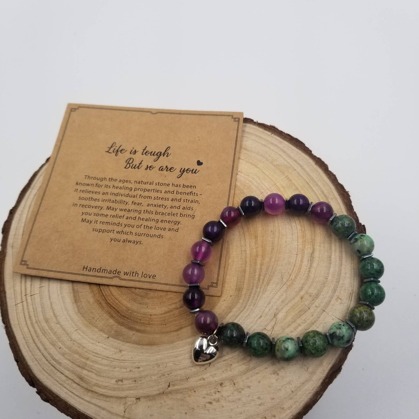 Natural African Purple Agate Stone Bracelet