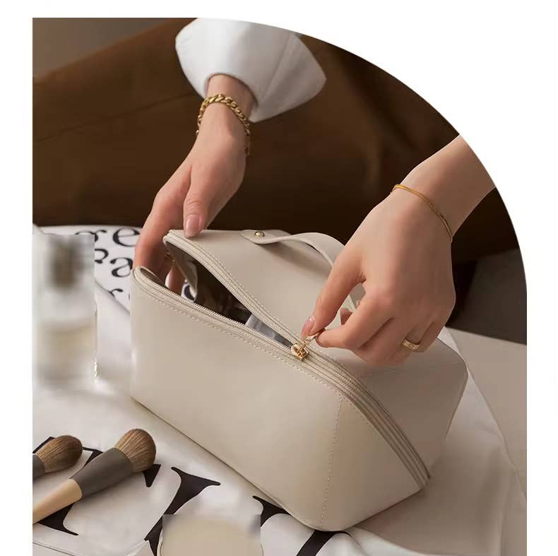Faux Leather Cosmetic Travel Bag