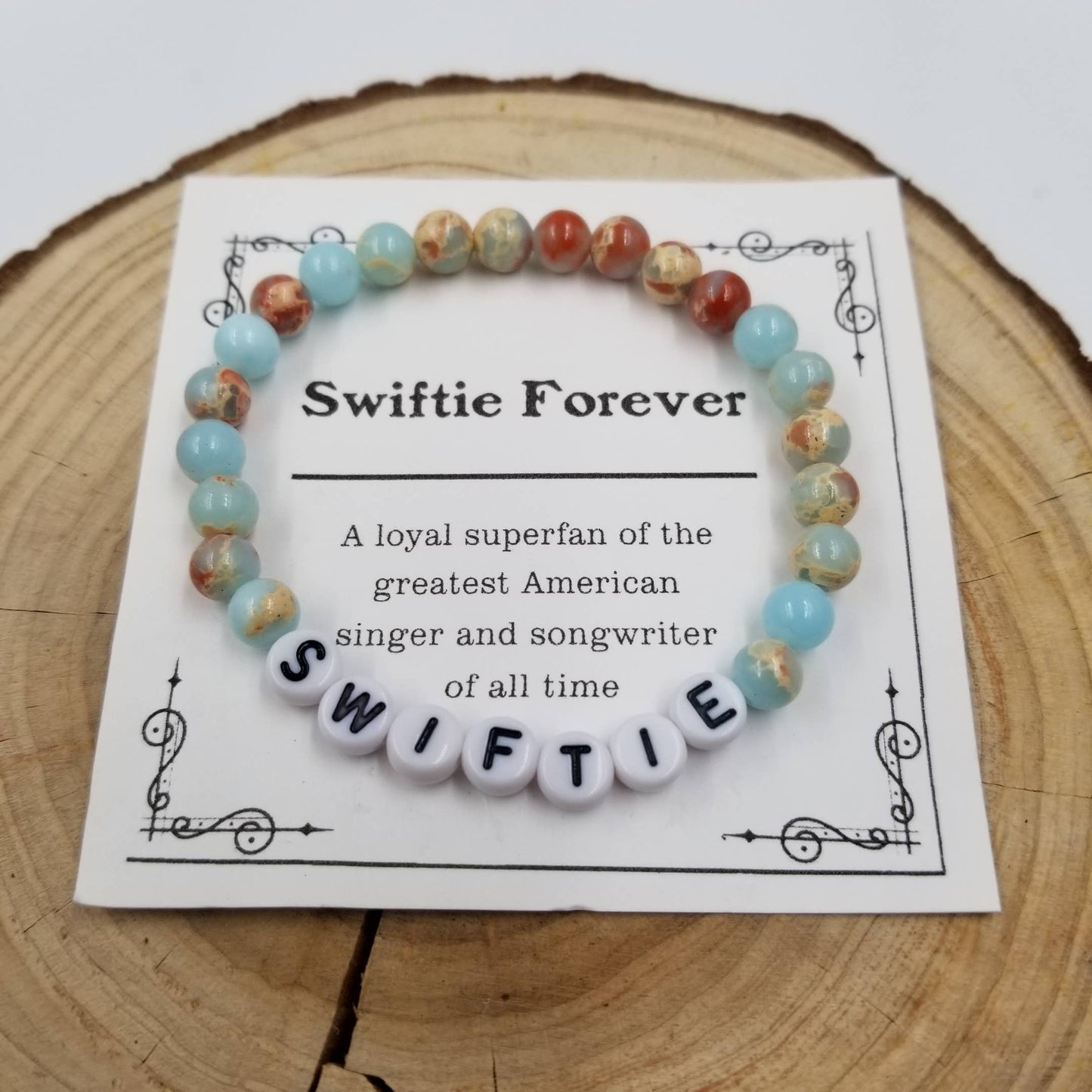 Taylor Swift Inspired Friendship Natural Stone Bracelet with Card