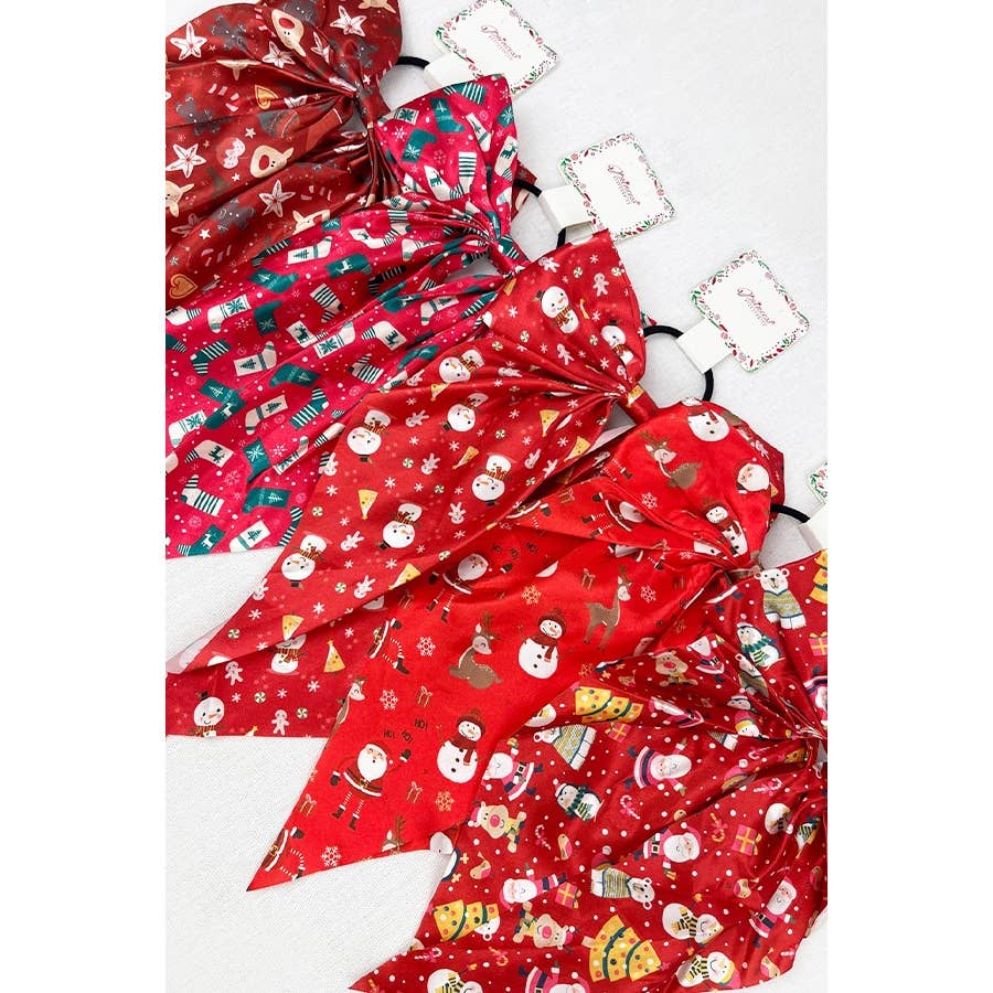 Christmas Satin Bow Hair Tie