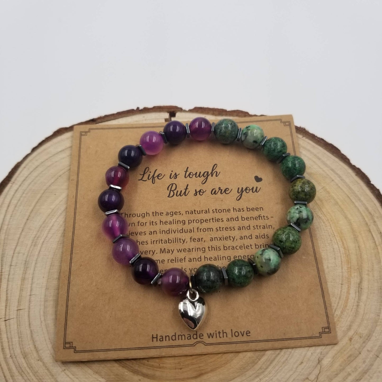Natural African Purple Agate Stone Bracelet