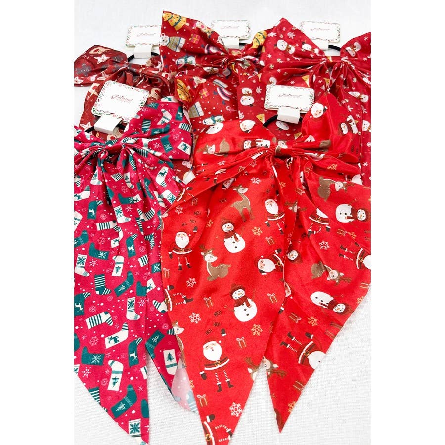 Christmas Satin Bow Hair Tie