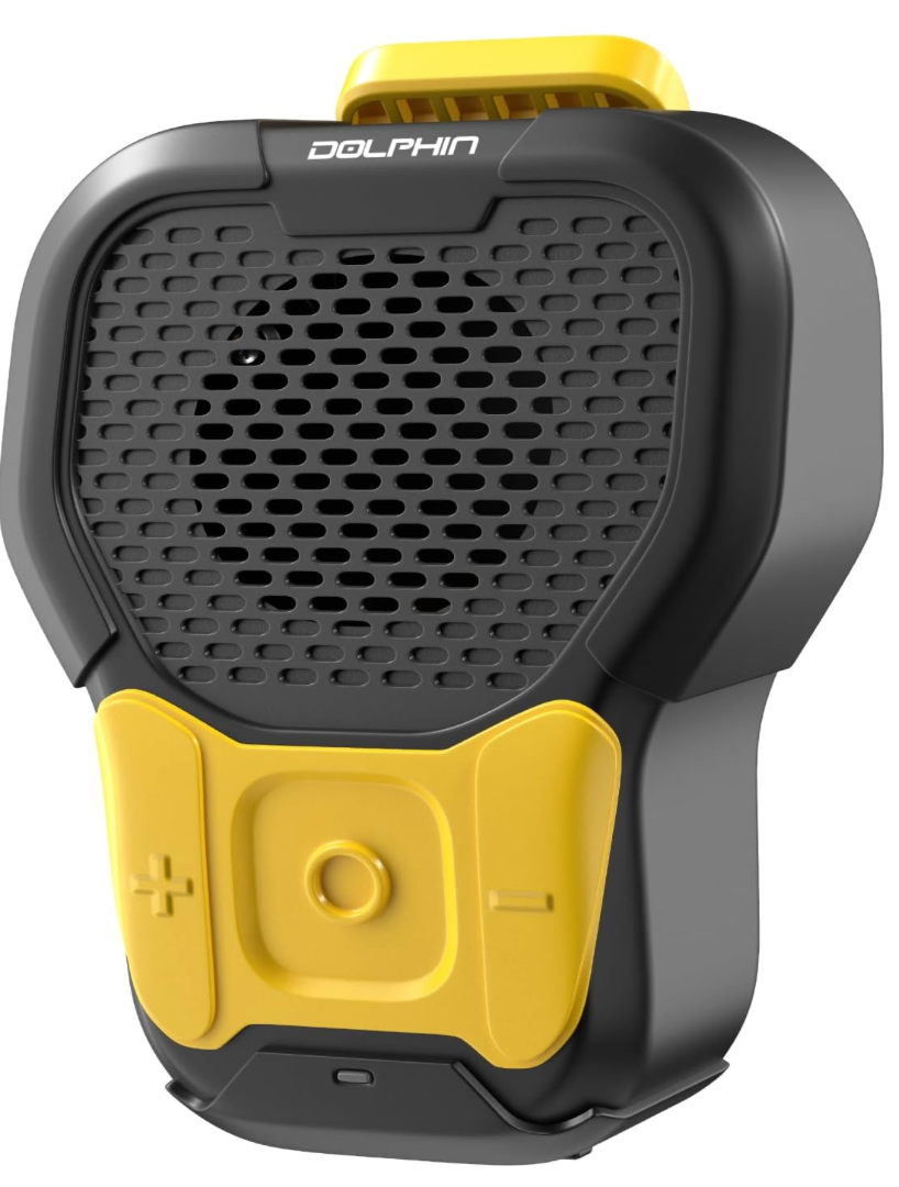 Dolphin CLP-10 Waterproof Bluetooth Speaker with Magnetic Clip & Hands-Free Calling - Rugged Portable Speaker for Construction, Cycling, and Outdoor Sports (Black)π