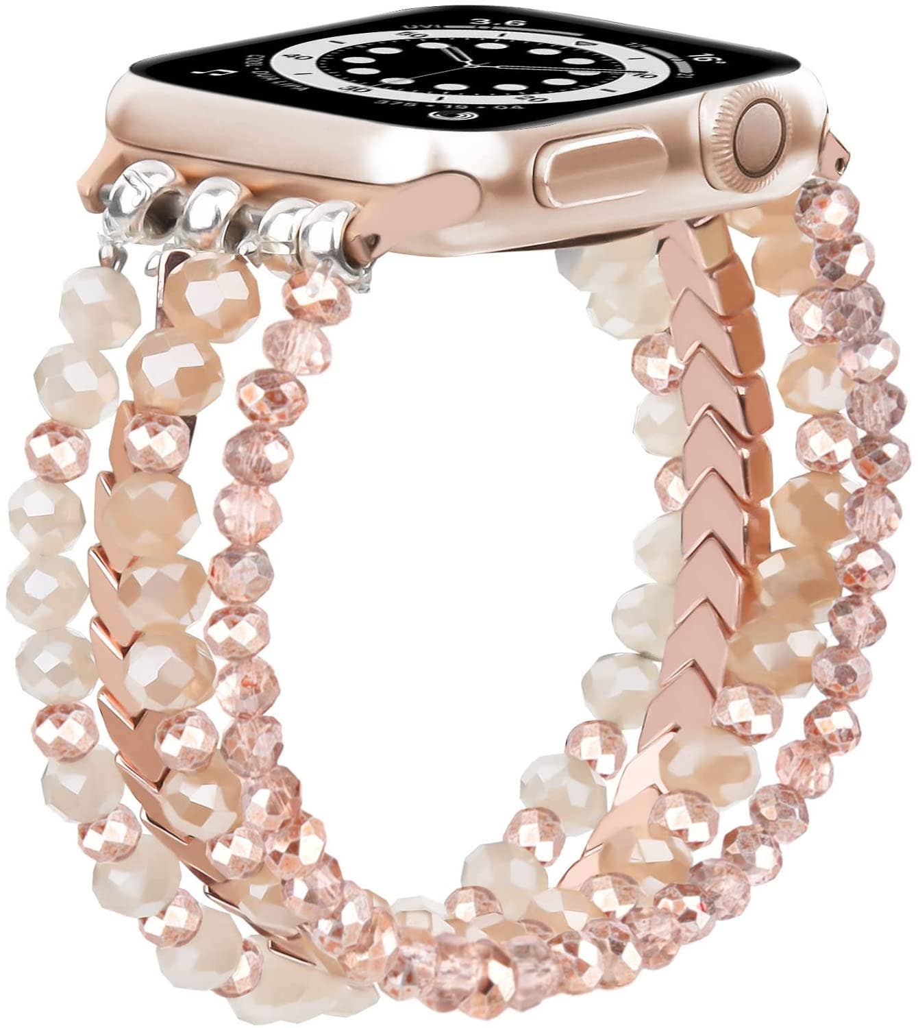 Arrow Beaded Apple Watch Elastic Band: Pink