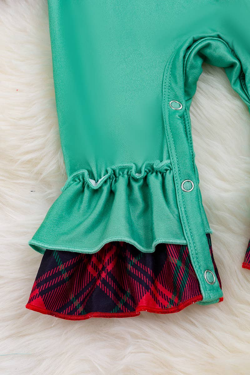 FARM CHRISTMAS" GREEN BABY ROMPER.