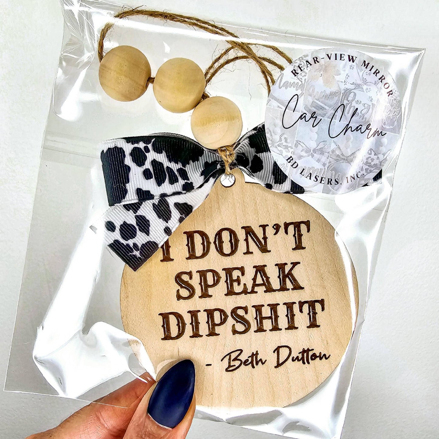 I Don't Speak Dipshit Beth Car Charm Ornament Auto Jewelry: Cheetah