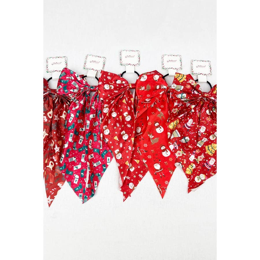Christmas Satin Bow Hair Tie