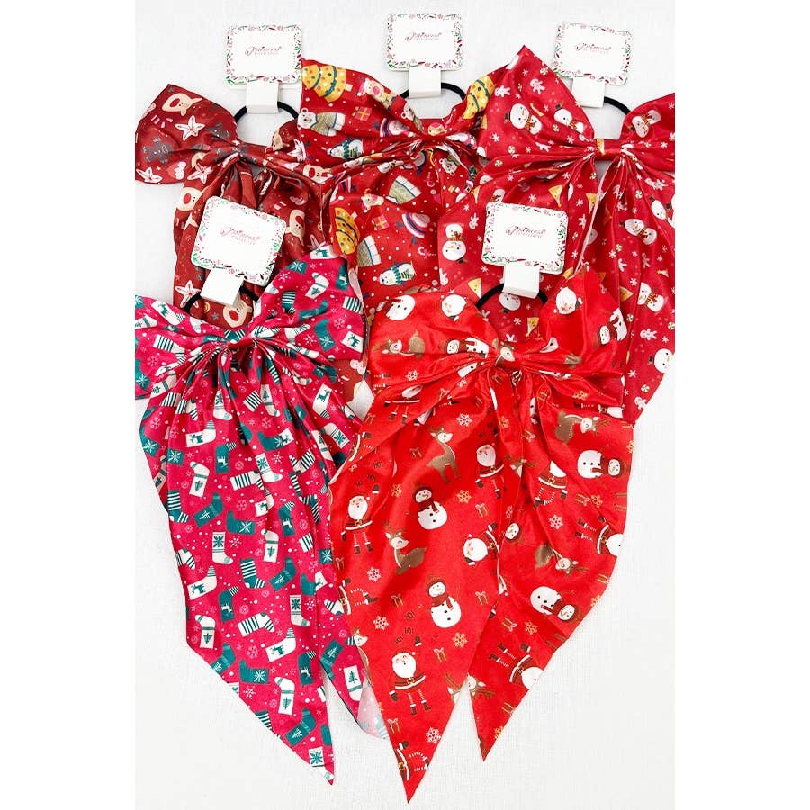 Christmas Satin Bow Hair Tie