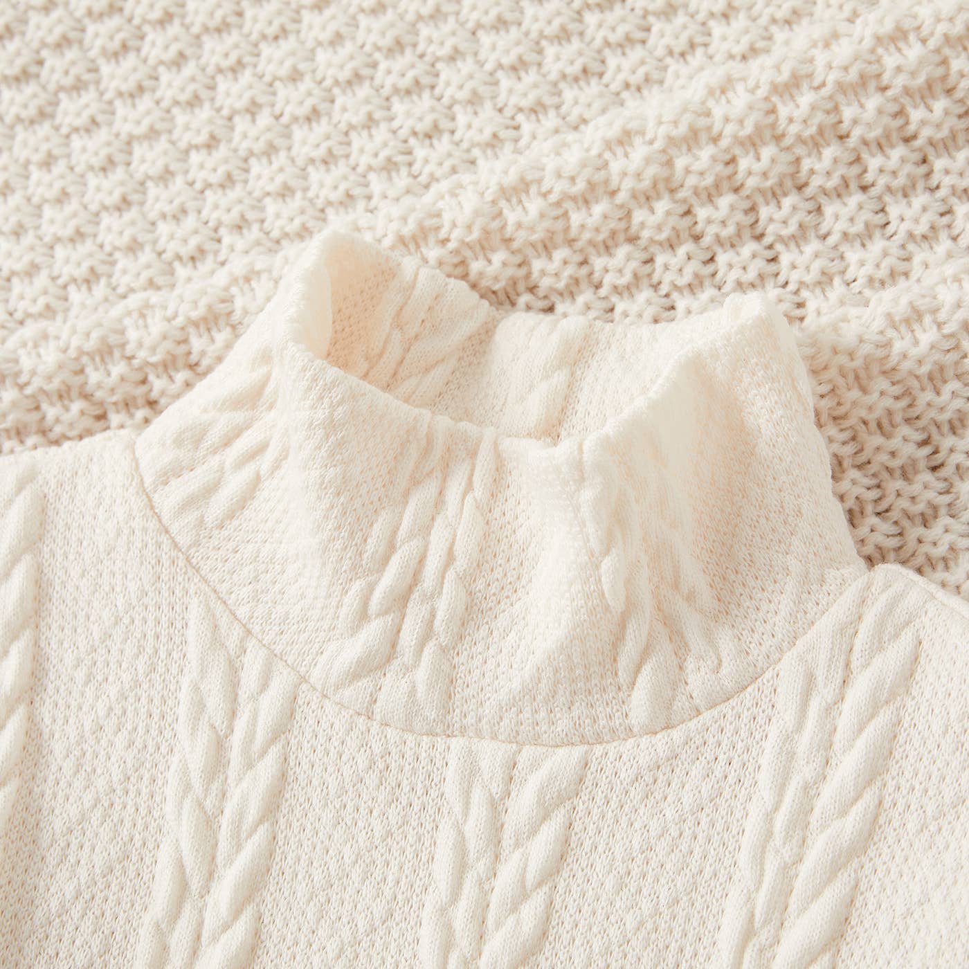 Kid Girl Solid Cable Knit Textured Mock neck Sweater Dress