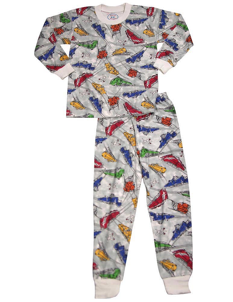 Boys Long Sleeve 2 Piece Paj: GREY TRAIN-24 Months