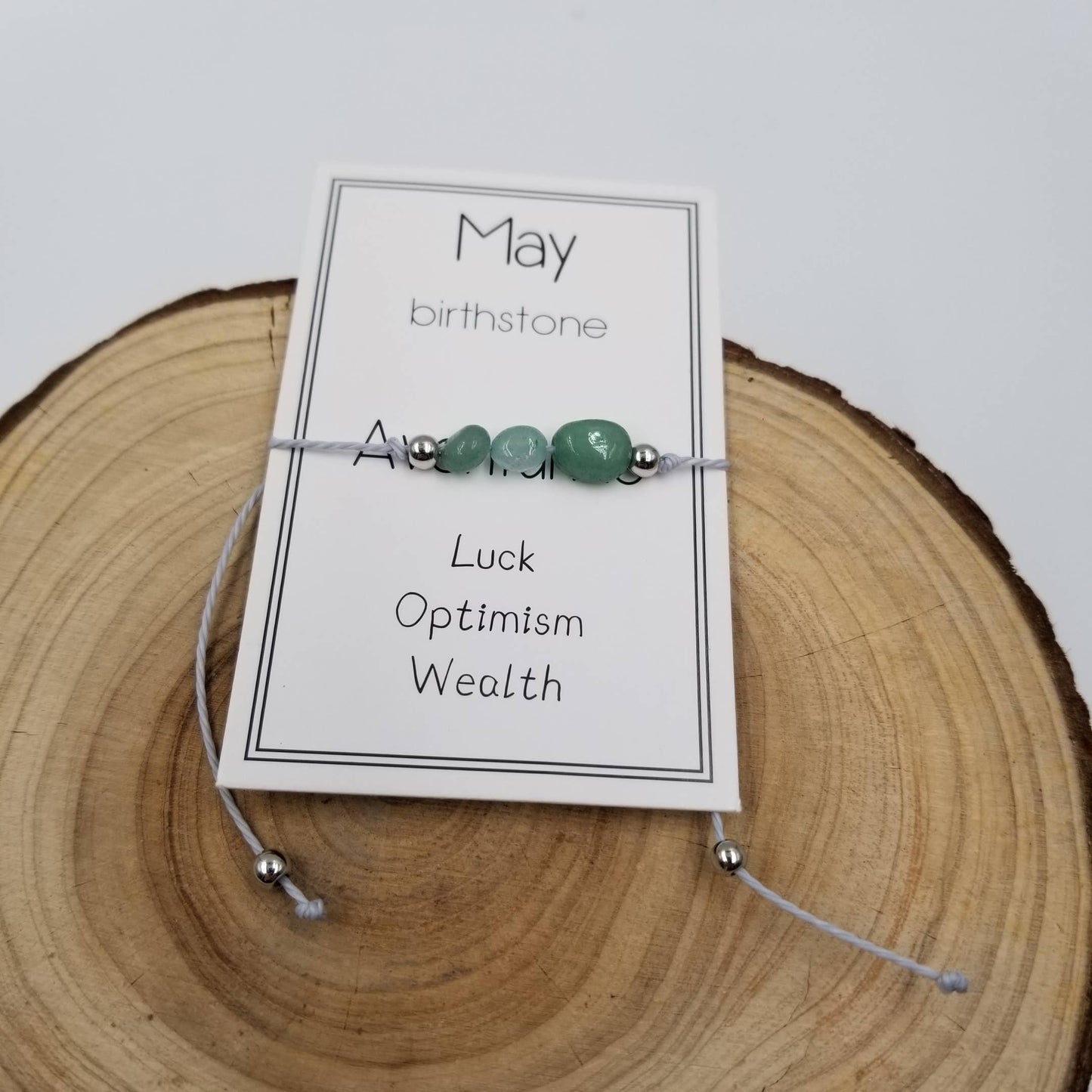 Handmade Birthday Stone Natural Stone Bracelet with Card