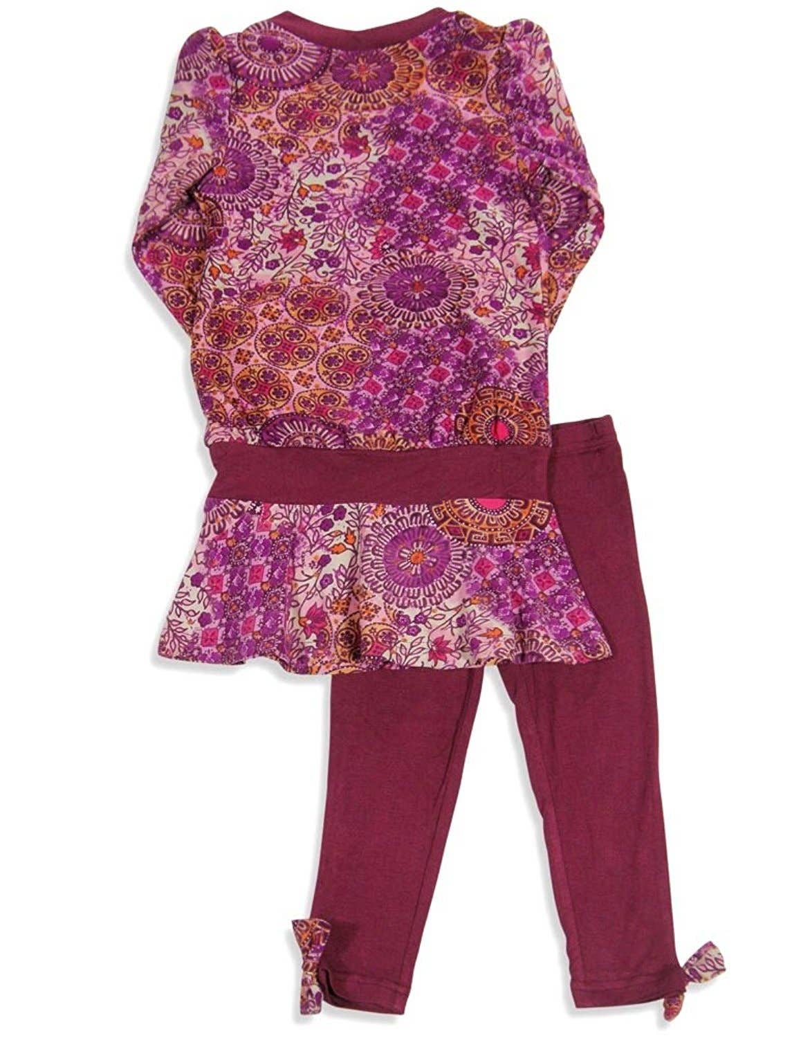 Lipstik Girls -Long Sleeve Retro Flower Pant Set: PURPLE