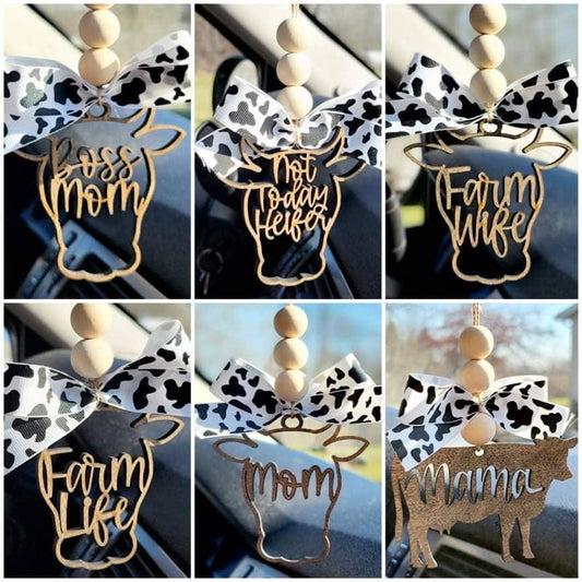 Cow Themed Car Charms Ornament Auto Jewelry Western